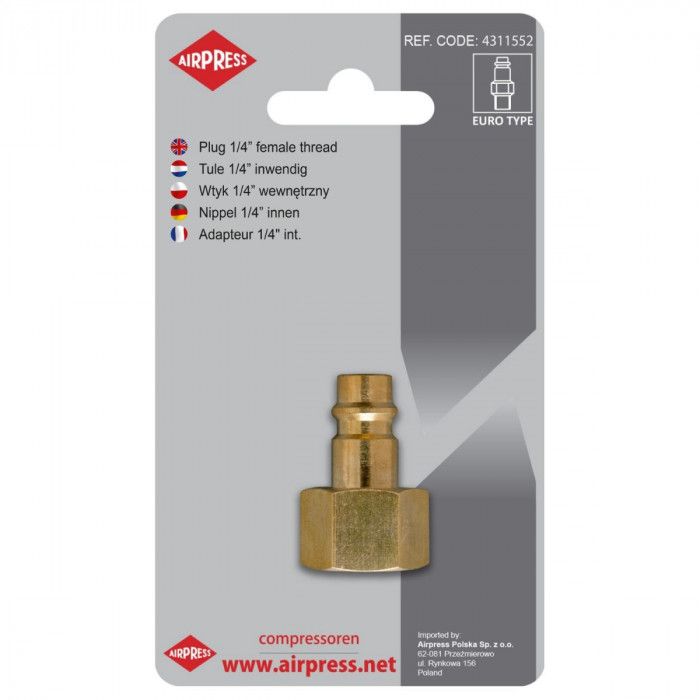 Embout pneumatique Euro Filetage 1/4" Femelle - Sous blister