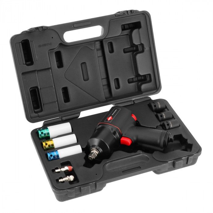 Coffret clé à choc pneumatique 1/2" 1112 Nm 8000 tr/min 6.2 bar +/- 225 l/min avec 6 Douilles