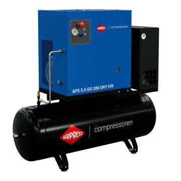 Compresseur à vis APS 5,5 GO 200 Combi Dry IVR 5,5 CV/4 kW 10 bar 264-468 l/min 200 L