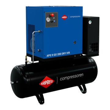 Compresseur à vis APS 9 GO 200 Combi Dry IVR 10 CV/7,5 kW 10 bar 264-798 l/min 200 L