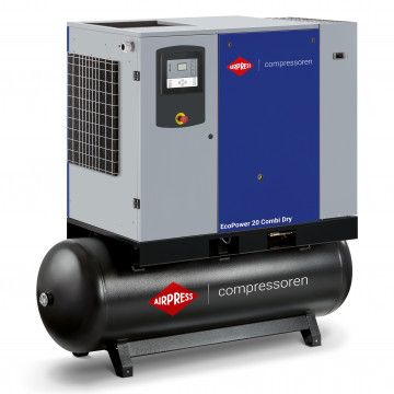 Compresseur à vis EcoPower 20 Combi Dry 10 bar 20 HP/15 kW 2267 l/min 500 L à entraînement par engrenage