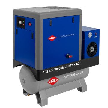 Compresseur à vis APS 7.5 IVR Combi Dry X Onduleur 10 bar 7.5 ch/5.5 kW 290-790 L/min 200 litres