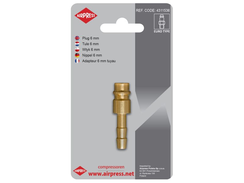 Embout tuyau air comprimé Euro 6 mm - Sous blister