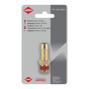 Embout tuyau air comprimé 10 mm Filetage 1/4" Mâle - Sous blister