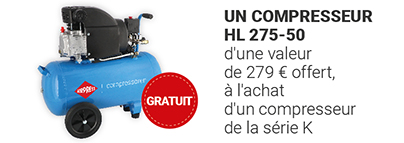 Un compresseur HL 275-50 d'une valeur de 279 € offert à l'achat d'un compresseur de la série K